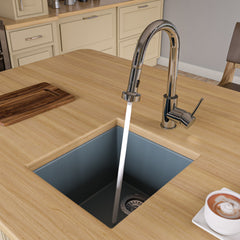 Alfi 17" Undermount Rectangular Granite Composite Kitchen Prep Sink - Titanium