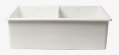 Alfi White 32  x 19  Double Bowl Fireclay Undermount / Drop In Kitchen Sink w Grid - ABF3219DUD-W