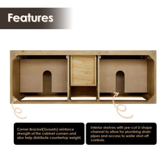Altair Laurel Bathroom Cabinet Vanity Base in Weathered Fir without Top and Sink, No Mirror