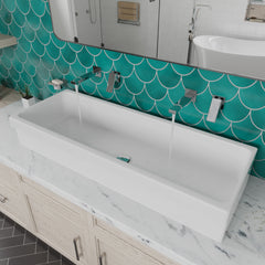 Alfi 48" White Above Mount Fireclay Bath Trough Sink - White