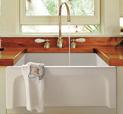 Alfi 24  White Arched Apron Thick Wall Fireclay Single Bowl Farm Sink - AB2418ARCH-W