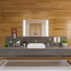 Alfi White 24  Rectangular Semi Recessed Ceramic Sink with Faucet Hole - ABC701
