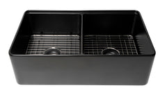 Alfi Workstation 33  x 20  Double Bowl Step Rim Fireclay Farm Sink with Accessories - ABFS3320D