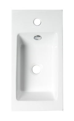 Alfi White 20  Small Rectangular Wall Mounted Ceramic Sink with Faucet Hole - ABC116