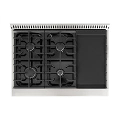 Hallman Bold Series 36" Dual Fuel Freestanding Range in White with Chrome Trim