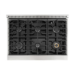 Hallman Bold Series 36" Dual Fuel Freestanding Range in White with Chrome Trim