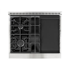 Hallman Classico Series 30" Gas Freestanding Range in Glossy Black with Brass Trim