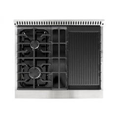 Hallman Classico Series 30" Gas Freestanding Range in Glossy Black with Brass Trim