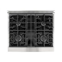 Hallman Classico Series 30" Gas Freestanding Range in Glossy Black with Brass Trim