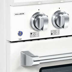 Hallman Bold Series 36" Dual Fuel Freestanding Range in White with Chrome Trim
