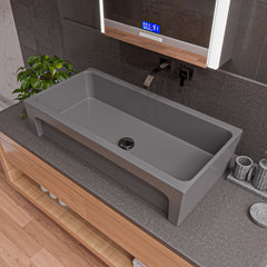 Alfi 36  Grey Matte Above Mount Fireclay Bathroom Trough Sink - AB36TRGM