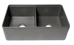 Alfi Workstation 33  x 20  Double Bowl Step Rim Fireclay Farm Sink with Accessories - ABFS3320D