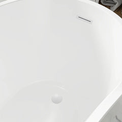 Vanity Art 54 x 28 Inch White Acrylic Freestanding Soaking Tub | Modern Design with Pop-Up Drain and Slotted Overflow - VA6525