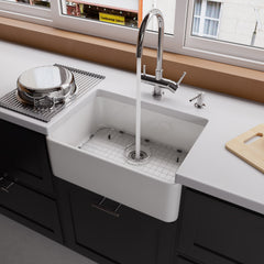 Alfi White 23" Smooth Apron Fireclay Single Bowl Farmhouse Kitchen Sink - White