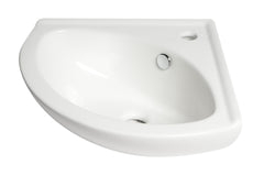 Alfi White 22  Corner Wall Mounted Ceramic Sink with Faucet Hole - ABC120