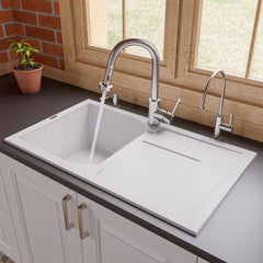 ALFI 20" Drop-In Round Granite Composite Kitchen Prep Sink - White