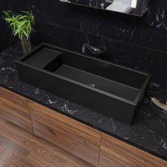 Alfi 39" Black Matte Above Mount Fireclay Bathroom Trough Sink - Black Matte