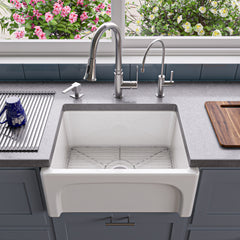 Alfi 24  White Arched Apron Thick Wall Fireclay Single Bowl Farm Sink - AB2418ARCH-W