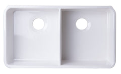 Alfi 32 inch White Double Bowl Fireclay Undermount Kitchen Sink - AB512UM-W