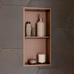 Alfi 12" x 24" Vertical Double Shelf Shower Niche - Brushed Copper PVD