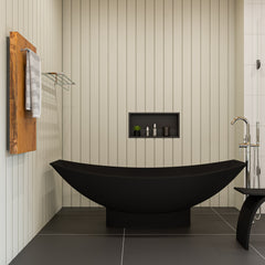 Alfi Black Matte 71" Solid Surface Resin Free Standing Hammock Style Bathtub - Black Matte