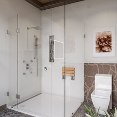 Alfi 16  Wide Foldable Teak Shower Seat with Square Hardware - ABS16S