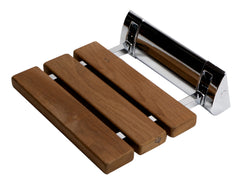 Alfi 14" Folding Teak Wood Shower Seat Bench - Polished Chrome