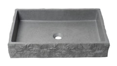 Alfi 24  Solid Concrete Chiseled Style Rectangular Above Mount Vessel Sink - ABCO24R