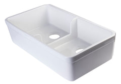 Alfi White 32  Short Wall Double Bowl Lip Apron Fireclay Farmhouse Kitchen Sink - AB5123-W