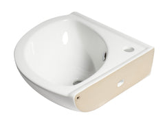 Alfi White 22  Corner Wall Mounted Ceramic Sink with Faucet Hole - ABC120