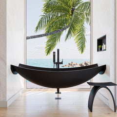 Alfi 71" Solid Surface Resin Suspended Wall Mounted Hammock Bathtub - Black Matte