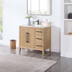 Altair Laurel Bathroom Cabinet Vanity Base in Weathered Fir without Top and Sink, No Mirror