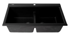 Alfi 33  Granite Composite Workstation Step Rim Double Bowl Drop In Sink with Accessories - AB3418DBDI