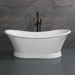 Alfi 67  White Matte Pedestal Solid Surface Resin Bathtub - AB9950