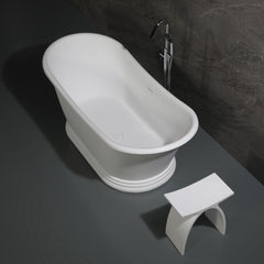 Alfi 67  White Matte Pedestal Solid Surface Resin Bathtub - AB9950
