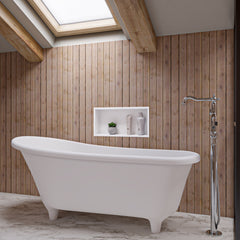 Alfi 67  White Matte Clawfoot Solid Surface Resin Bathtub - AB9960