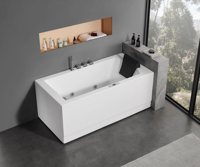 EAGO 5 ft Acrylic White Rectangular Whirlpool Bathtub w Fixtures - AM154ETL-L5