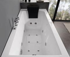 EAGO 5 ft Acrylic White Rectangular Whirlpool Bathtub w Fixtures - AM154ETL-L5