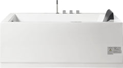 EAGO 5 ft Acrylic White Rectangular Whirlpool Bathtub w Fixtures - AM154ETL-L5