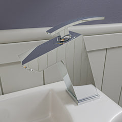 Alfi White 18  Small Wall Mounted Ceramic Sink with Faucet Hole - ABC114