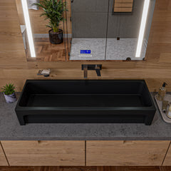 Alfi 48  Black Matte Above Mount Fireclay Bathroom Trough Sink - AB48TRBM