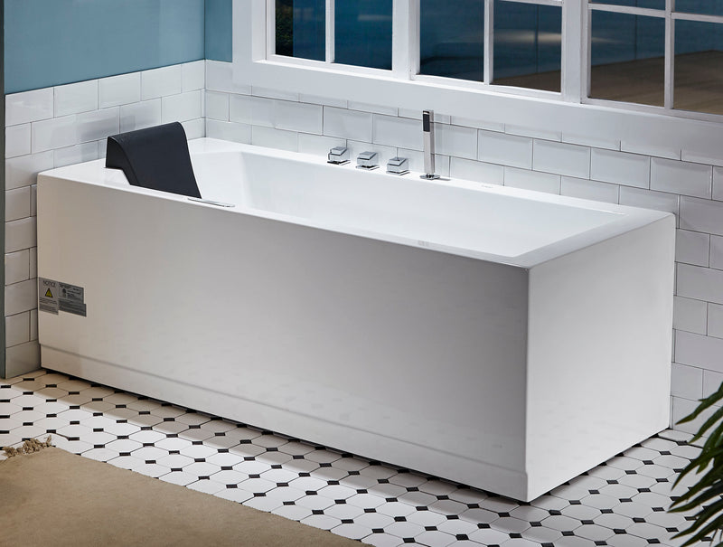 EAGO 6 ft Acrylic White Rectangular Whirlpool Bathtub w Fixtures