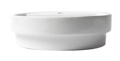 Alfi White 19  Round Semi Recessed Ceramic Sink with Faucet Hole - ABC702