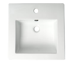 Alfi White 17  Square Drop In Ceramic Sink with Faucet Hole - ABC801