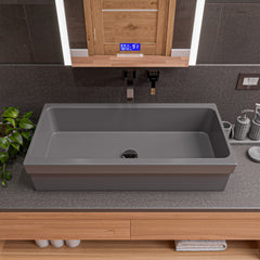 Alfi 36  Grey Matte Above Mount Fireclay Bathroom Trough Sink - AB36TRGM