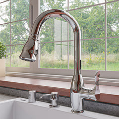 Alfi Traditional Gooseneck Pull Down Kitchen Faucet - Polished Chrome