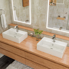 Alfi 16  Wide Foldable Teak Shower Seat with Square Hardware - ABS16S