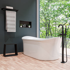 Alfi Black Matte Solid Surface Resin Bathroom / Shower Stool - ABST55BM