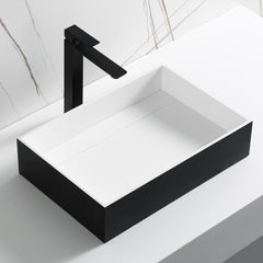 Alfi Black Matte 20" x 14" Solid Surface Resin Sink - Black & White
