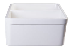 Alfi White 32  Double Bowl Lip Apron Fireclay Farmhouse Kitchen Sink with 1 3/4  Lip - AB512-W